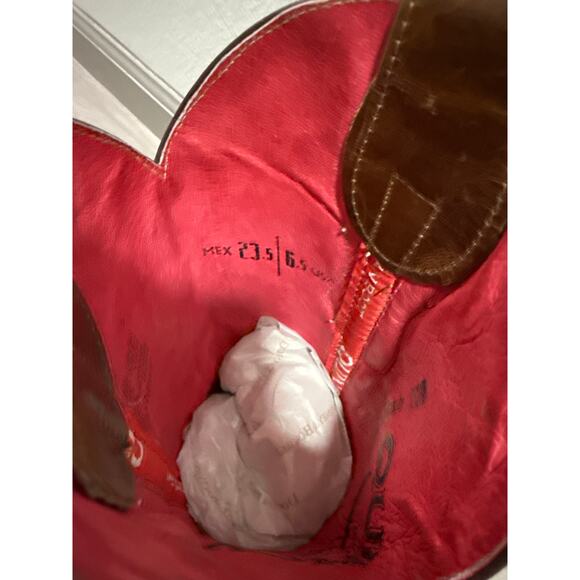 Quincy Women’s leather Square Toe cowgirl Boot in Honey w/ Roses embroidery 6.5 - Picture 10 of 15